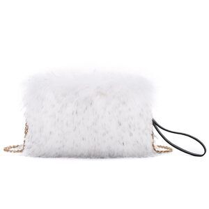 5477 Faux Fur Handbags Furry Clutch Cute Fluffy Crossbody Bag Fuzzy